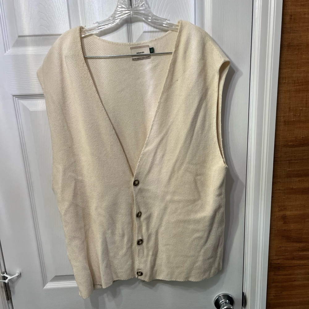 Minerals Textured Ecru Button Vest